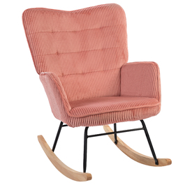 HOMCOM Rocking Chair, Rocking Armchair with Rope Look, Armrests, Armchair with Wooden Skids, Relaxing Chair for Living Room, Bedroom, Pink | Aosom