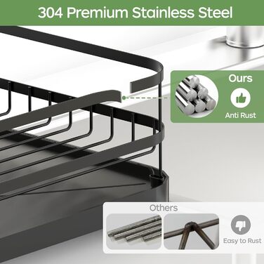 Підставка для посуду ROTTOGOON з нержавіючої сталі, 2-рівнева, чорна. Організатор для кухонних аксесуарів