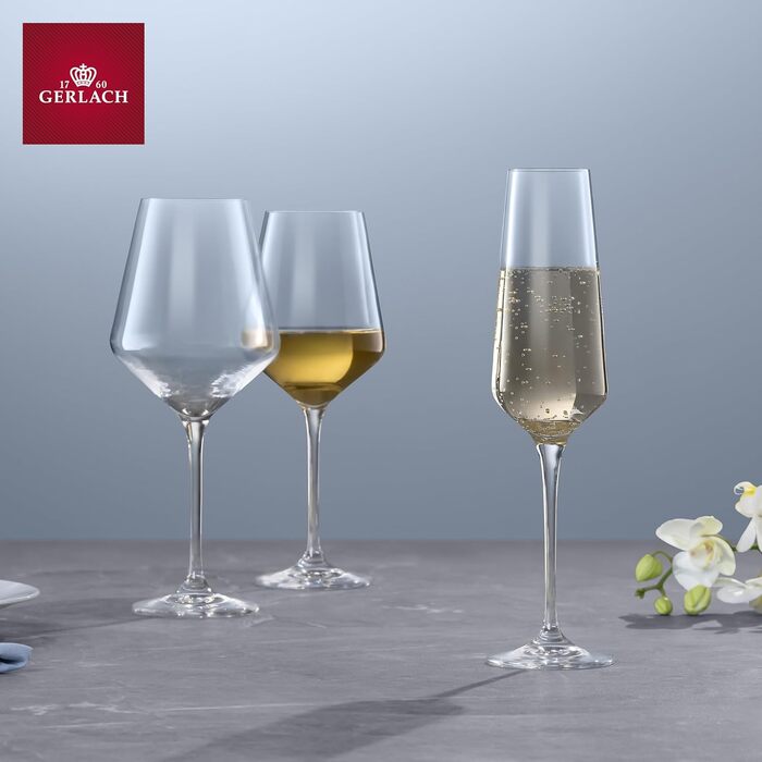Набір келихів для шампанського та шампанського Gerlach 1760 (6 шт, 200 мл) - скляні келихи для вина, сумісності з посудомийною машиною, сучасний дизайн