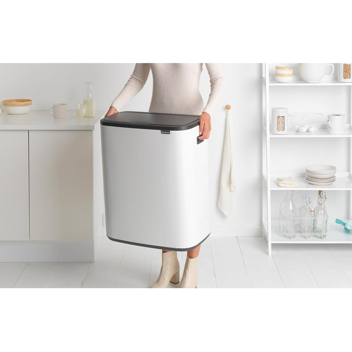 Відро для сміття Brabantia біле, 60 літрів, з одним внутрішнім відром