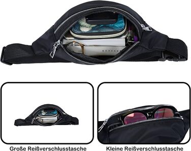 Чоловіча/Жіноча поясна сумка на пояс, водонепроникна, з PU шкіри, багатофункціональна, для спорту, подорожей, фестивалів (Чорний)