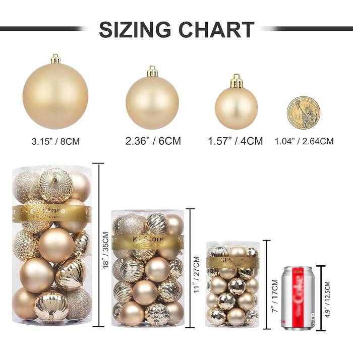 Кріплення для ялинки Busybee 30 шт. 6 см, ялинкові прикраси, пластикові кулі, кольору шампань