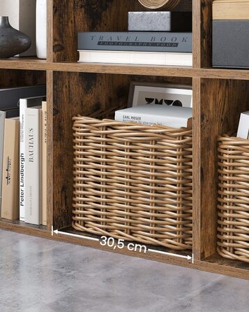 VASAGLE Bookshelf, Bookcase, with 8 Compartments, Office Shelving Unit, Cube Shelving Unit, Freestanding Shelving Unit, for Living Room, Bedroom, Office, Children's Room, Vintage Brown LBC024T01