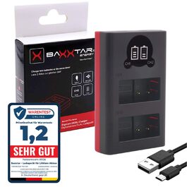 Зарядний пристрій Baxxtar DMW-BLC12 для акумуляторів BP-DC12 з LCD дисплеєм, USB-C/Micro-USB