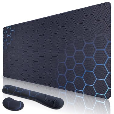 Ігровий килимок для миші Niviy Gaming Mousepad XXL 900x400мм, топографічний принт, синьо-зелений, з 2 підставками для зап'ясть