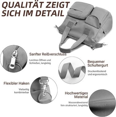 Сумка жіноча DIRRONA велика – містка сумка-шопер для міста, роботи, університету та подорожей, з плечовим ременем (сірий)