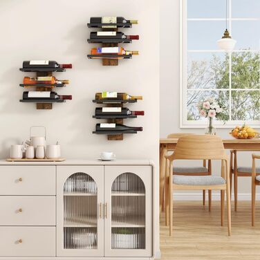 Металева полиця для вина FAVOOSTY на стіну, 3 яруси, чорна - для вітальні, спальні, винного підвалу