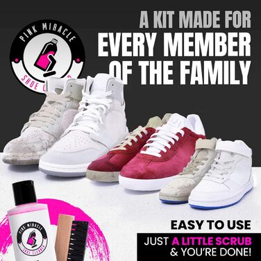 Pink Miracle Shoe Cleaner, Textile Cleaning Solution including Shoe Brush, suitable for Leather, White Fabrics, Nubuck Leather, Golf Shoes, Basketball Shoes, Boots, Sandals, Household and Car Seats, 227 g