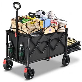 Візок-садовий YEAUPE PRO 240л, 200кг, складний, позашляховий, гальма, чорний - для покупок та активного відпочинку
