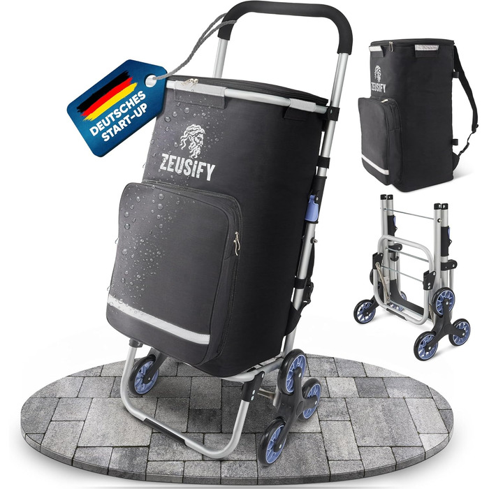 Складаний візок для покупок Hackenporsche з великим холодильним відсіком, 50 л, з колесами, водонепроникний, чорний