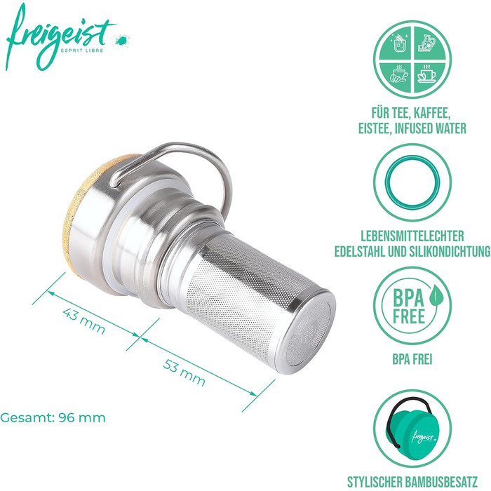 Термос-пляшка 1л: термопляшка, ізотермічна пляшка, зберігає холод 25 годин/тепло 13 годин, без BPA, для походів, активного відпочинку, велосипеда, офісу (сито для чаю, 750 мл)