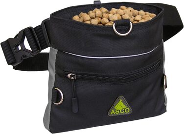 Сумка для ласощів для собак ASCO Leckerlitasche - зручна та практична бавовняна сумка для тренувань, 20 x 20 см, чорна
