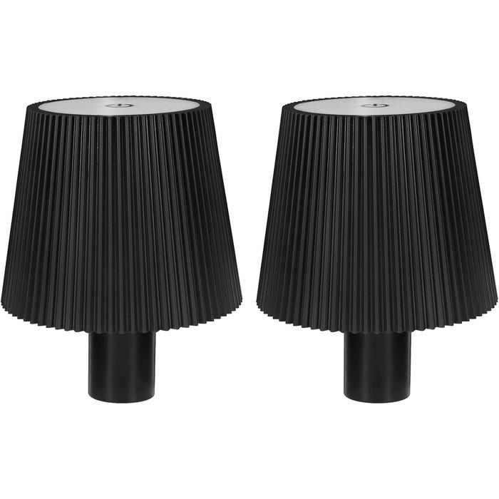 LED настільна лампа бездротова диммируемая, акумуляторна, чорна з USB-C, сенсорна, 3 колірні температури, плавне регулювання, регульована висота, IP54 вологостійка для внутрішнього та зовнішнього використання (чорний (2 шт))