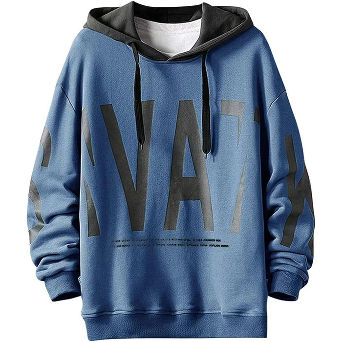 Чоловіча толстовка з капюшоном, світшот з довгим рукавом, базова модель, класичний чоловічий світшот, унісекс, повсякденний стиль, весна/літо/осінь/зима, білий (4XL, 1 блакитний)