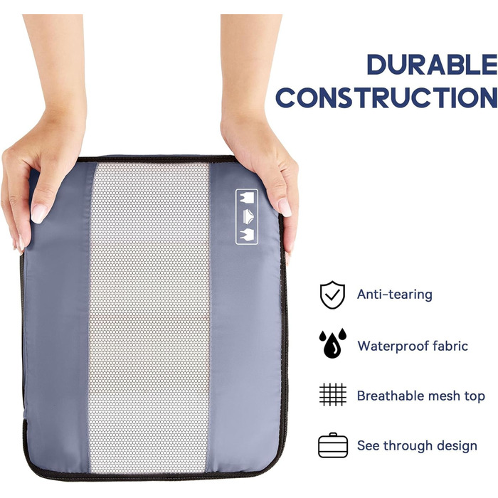 Органайзер для валізи MURISE, 8 шт. - Packing Cubes для подорожей, набір для валізи з чохлом для взуття та косметичкою, система організації, Travel Essentials (Сірий)