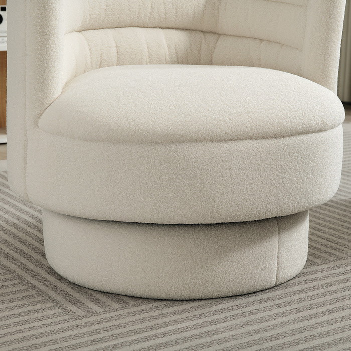 HOMCOM Armchair Living Room Swivel Recliner with Armrests, Lounge Chair Reading Chair with Sherpa-Look, Upholstered Armchair for Bedroom Cream White | Aosom