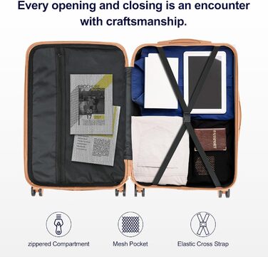 Набір валіз LEADZM 3 шт. з захистом кутів, ABS, телескопічний ручка, ручна поклажа, контрастне кольорове рішення (кремово-білий)