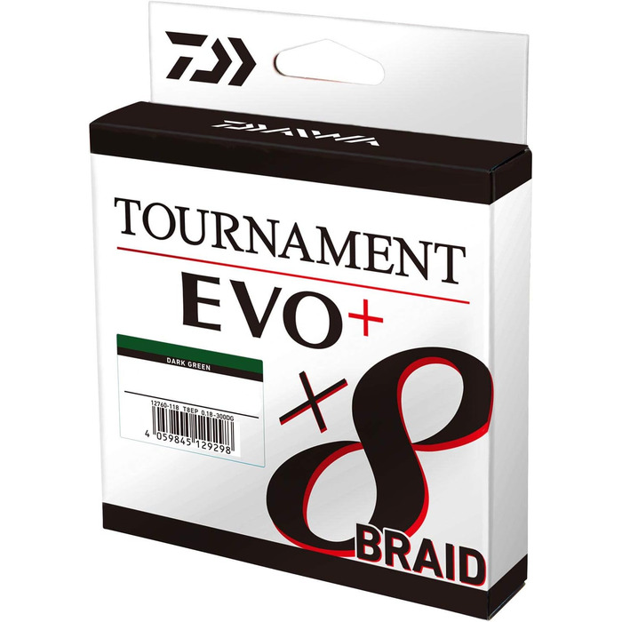 Плетена волосінь Daiwa Tournament X8 Braid EVO+ 0.18 мм 270 м, темно-зелена