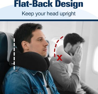 Подушка для шиї у вигляді звірка, Memory Foam, для дорослих, з маскою для сну та берушами, для подорожей, літака, офісу, авто, поїзда (Чорний)