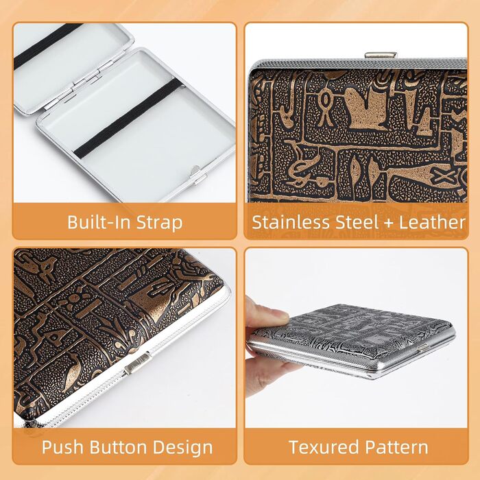 Металеве екіпен для сигарет на 20 штук з гумкою, 10*10*2 см - подарунок для чоловіків та жінок