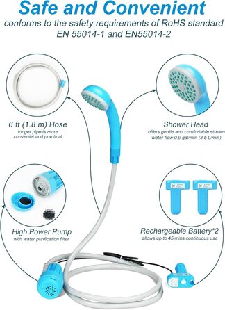 Innhom Портативний душ для кемпінгу, електричний, перезаряджається, для відпочинку на природі