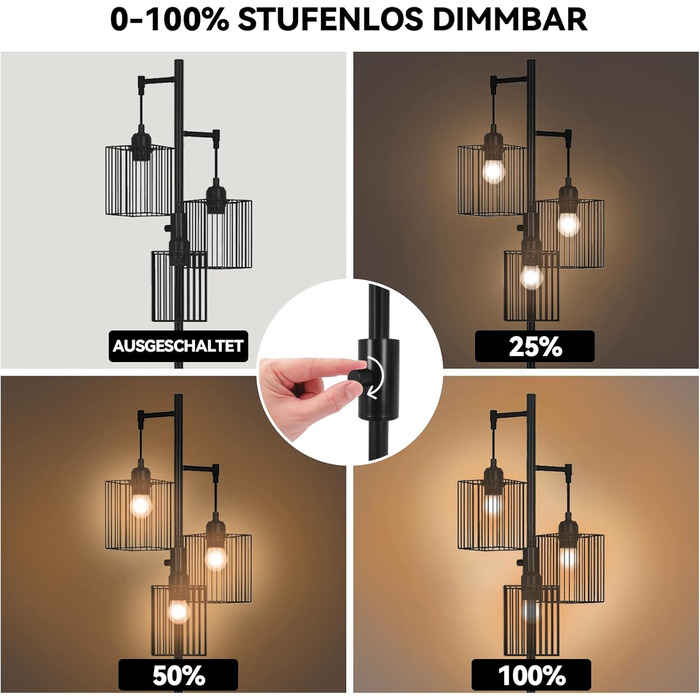 Стійка лампа YU YUSING з полицями, LED, 1.6м, для вітальні, спальні, офісу (біла/чорна)