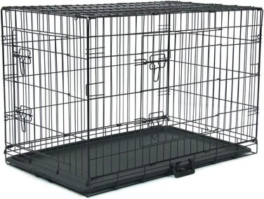 Клітка для собак, складана, з 2 дверцятами, переноска для собак, авто, з піддоном (L) 91 x 57 x 62.5 см