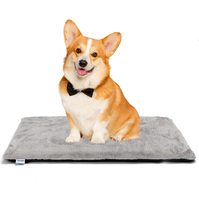 Nobleza Самогріюча килимок для собак та котів, зігріваючий килимок для домашніх тварин на зиму, подушка для собак, підходить для собачих ліжок, з посиленим меморіальним шаром, знімний, м'який плюшевий чохол, сірий, 61x46x4 см (L 76 x B 48 x H 4 см)