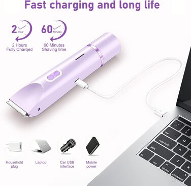 Електричний жіночий епілятор 2-в-1 для обличчя, тіла, ніг та бікіні (фіолетовий)