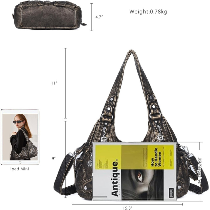 Сумка жіноча Angel Kiss Hobo з PU шкіри бронзового кольору з багатьма відділеннями