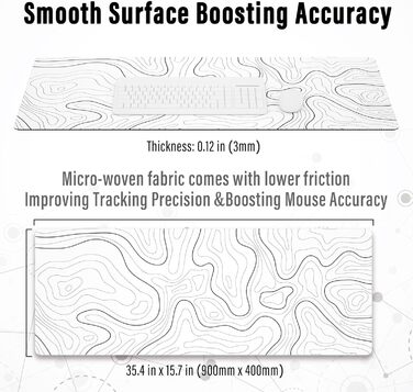 Ігрова мишка Pad Ovenbird з картографічним малюнком, великий XL, 80 x 30 см, чорний