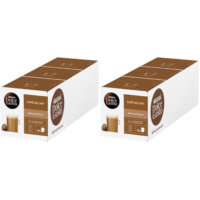 Кавові капсули NESCAFÉ Dolce Gusto Café au Lait, 3 упаковки по 30 капсул (загалом 90 шт), 160 г