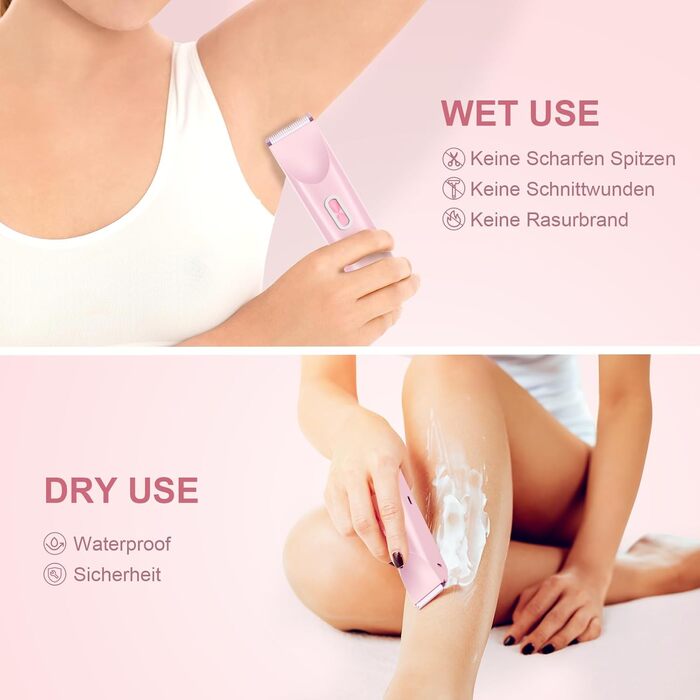 Електричний жіночий епілятор 2-в-1 з USB-C зарядкою, для обличчя, ніг та рук, вологостійкий тример, легкий у чищенні (блакитний/рожевий)