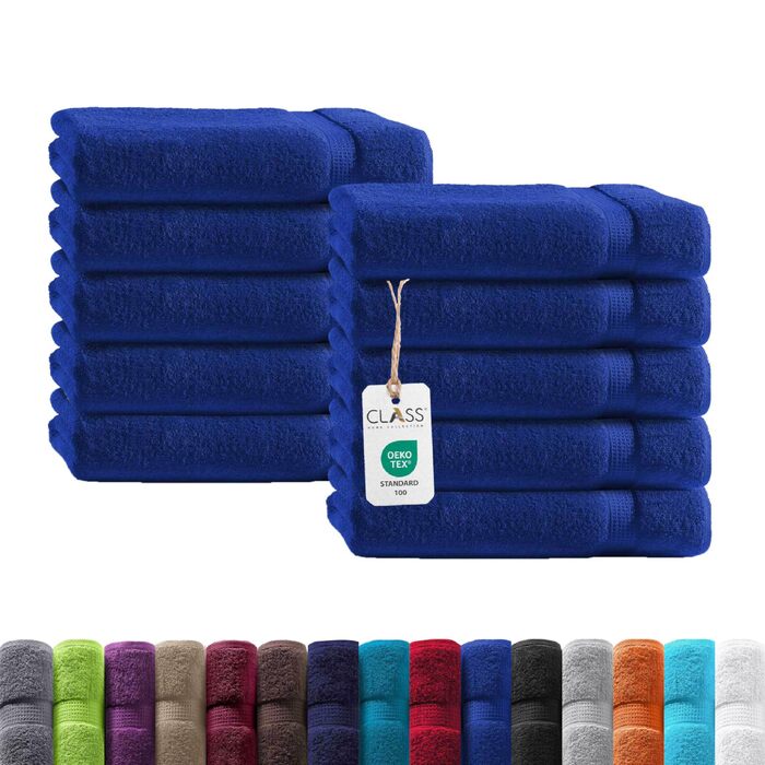 Набір рушників для рук Class Home Collection Ftee, 100% бавовна, м'які та гігроскопічні, Royalblau (королівський синій), 30x50 см, 10 шт.