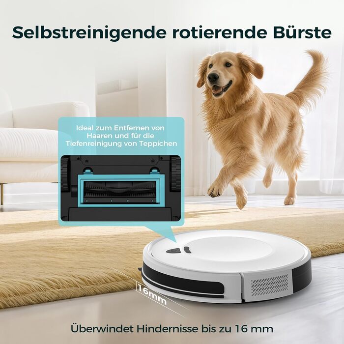 Робот-пилосос E2 з картографією, 10000 Па, 200 хв роботи, 660 мл, керування через додаток, голосовий помічник та пульт, для видалення шерсті та пилу