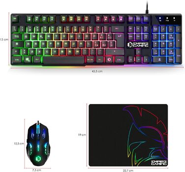 EMPIRE GAMING Kit MK800: Клавіатура та мишка для геймінгу RGB з італійською розкладкою (QWERTY), 105 клавіш, 2400 DPI, Anti-Ghosting, сумісна з PC, PS4, PS5, Xbox One/Series, Mac