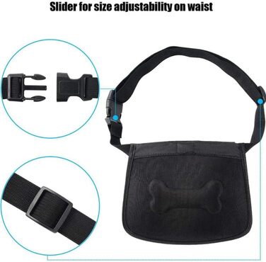Сумка для корму для собак, сумка для тренувань, кишенька для ласощів з дозатором відходів, магнітна застібка, регульований плечовий ремінь, ідеально підходить для дресирування собак та коней, чорного кольору