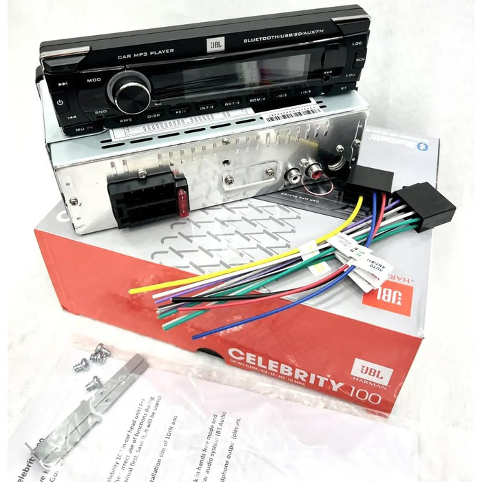 Автомобільна магнітола JBL Celebrity 100 Bluetooth, 1 DIN, 4x50Вт, без CD, FM-радіо, USB, SD, AUX, знімна панель, гучний зв'язок, Harman Kardon