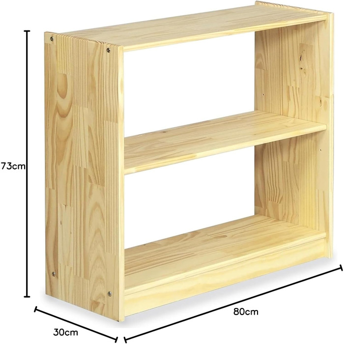 IDIMEX 3-Tier Wooden Bookshelf - Natural Finish