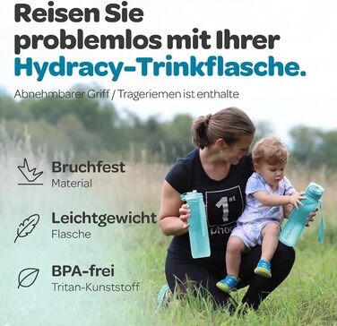 Пляшка для води Hydracy з фруктовою вставкою 500 мл, блакитна - спортивна, без BPA, з таймером та захистом від протікання