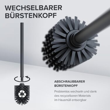 Набір для чищення посуду Lindoya: 2 ручки та 2 насадки | Чорний | Нержавіюча сталь | Силіконова щітка | Ø 7,5-8,5 см