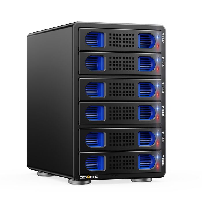 Зовнішній корпус для HDD/SSD CENMATE 806TC, 2 слоти 2.5/3.5 SATA, 10Gbps, алюміній, з охолодженням, USB 3.2 A/C, Hot Swap