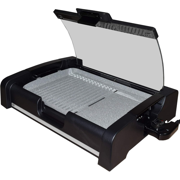 Syntrox Germany TG-1650W Electric Table Grill with Ceramic Plate - BBQ Grill with Glass Lid