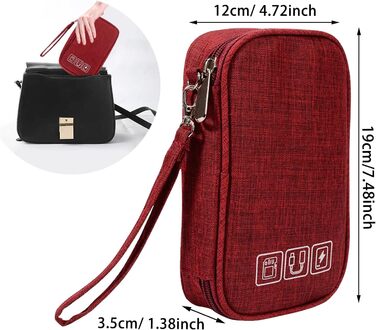 Органайзер для кабелів NEUSID: зручна подорожня сумка для USB-кабелів, Power Bank, SD-карт (червона)