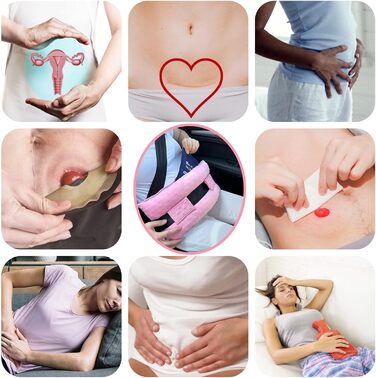 Hysterectomy Seat Belt Pillow, Hysterectomy Recovery, a Must-Have After Surgery, Belly Pillow with Ice/Heat Pack for Tummy Tuck, C-Section Recovery, Gifts, Minky Dot Coral