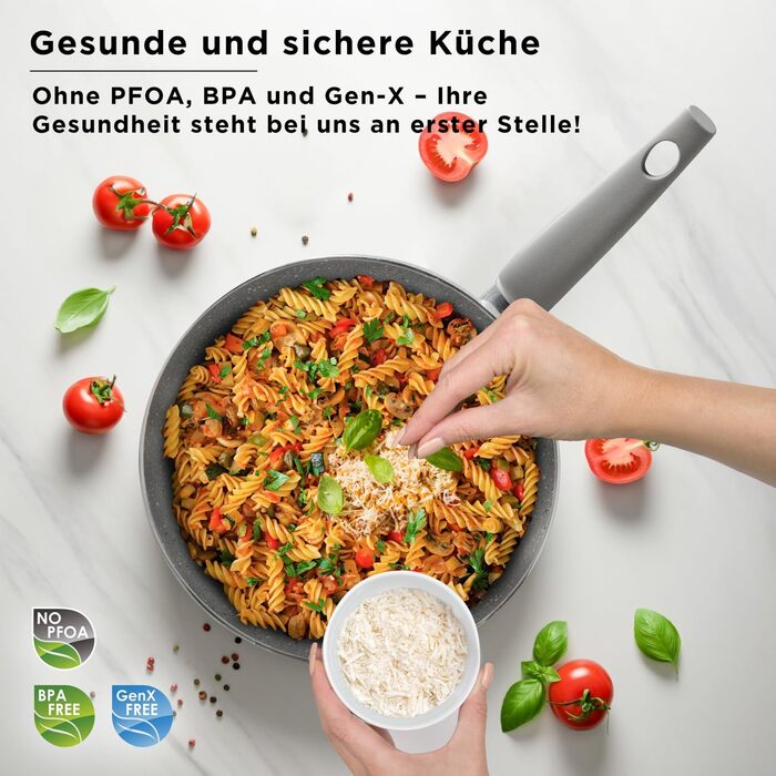 Набір каструль KASANOVA для традиційних плит, антипригарне покриття, набір посуду, здорове, швидке та рівномірне приготування їжі. Виготовлено в Італії (6 предметів)