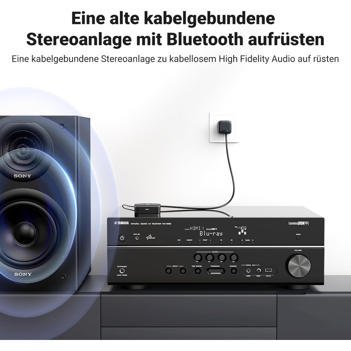 Адаптер Bluetooth 5.3 UGREEN AUX з 3.5mm RCA роз'ємом: Bluetooth приймач для стереосистеми, Hi-Fi ресивера, автомобільного радіо, домашніх колонок, підсилювача (aptX HD)