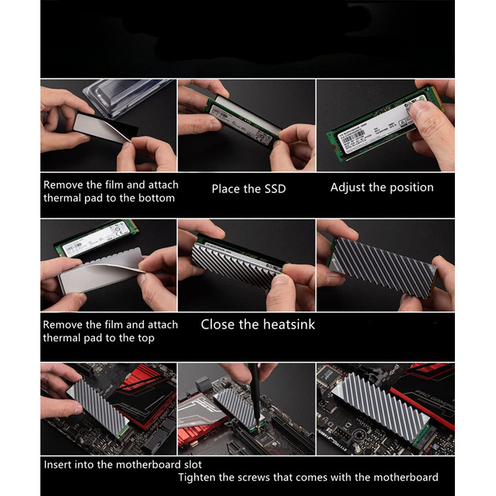 Охолоджувач SSD M.2 2280 з алюмінію з термопрокладкою для ПК/PS5 (сірий)