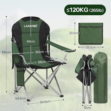 Складний кемпінговий стілець для пікніка, саду та пляжу EBK01LC02 (Зелений + Чорний)
