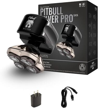 Електричний чоловічий голковий стайлер Skull Shaver Pitbull Silver PRO SX5 для обличчя та голови; ідеальний подарунок